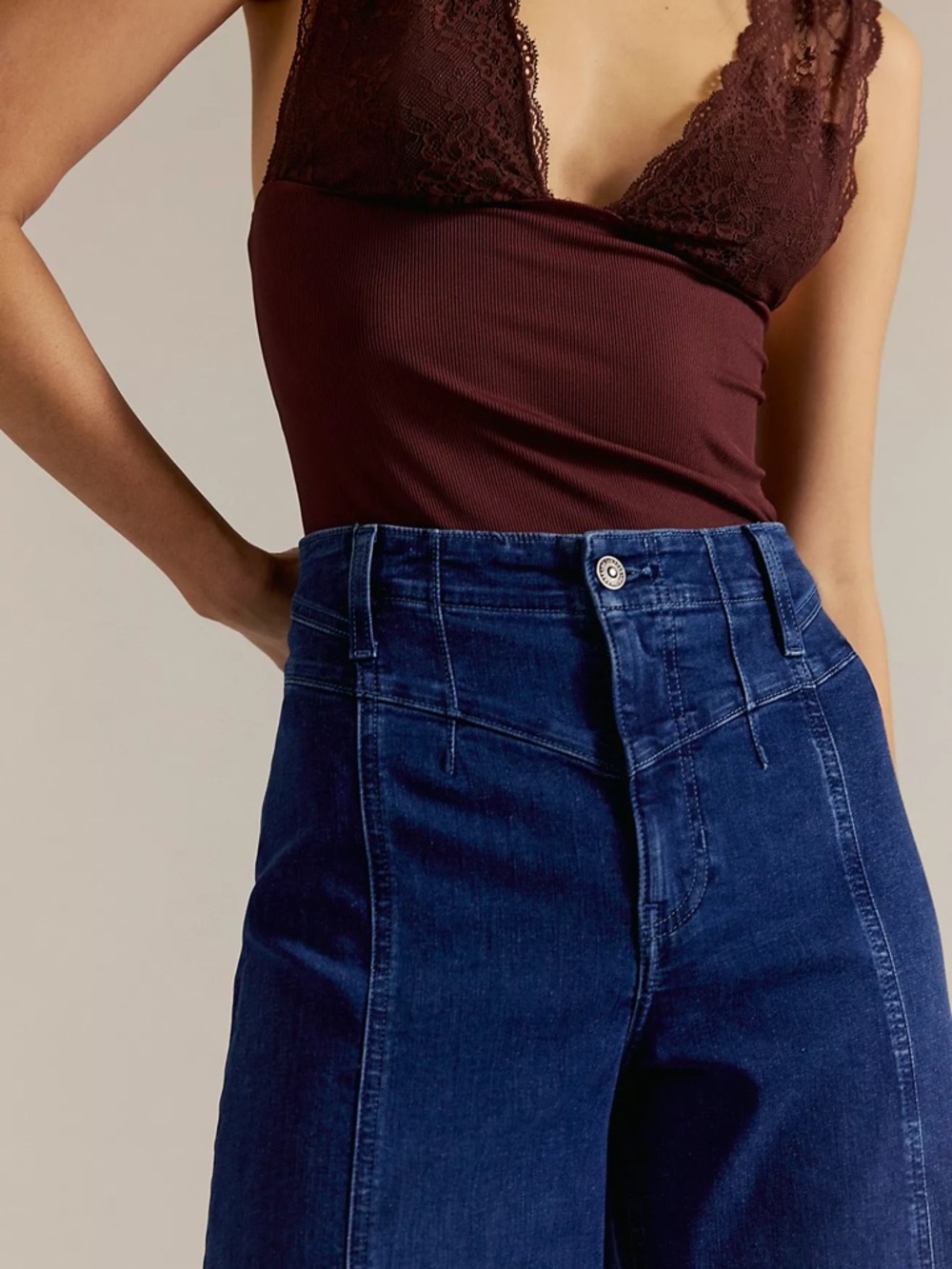 Free People We The Free Libre Wide Leg Jeans Dark Wash High Rise Sz 27 - Picture 12 of 13